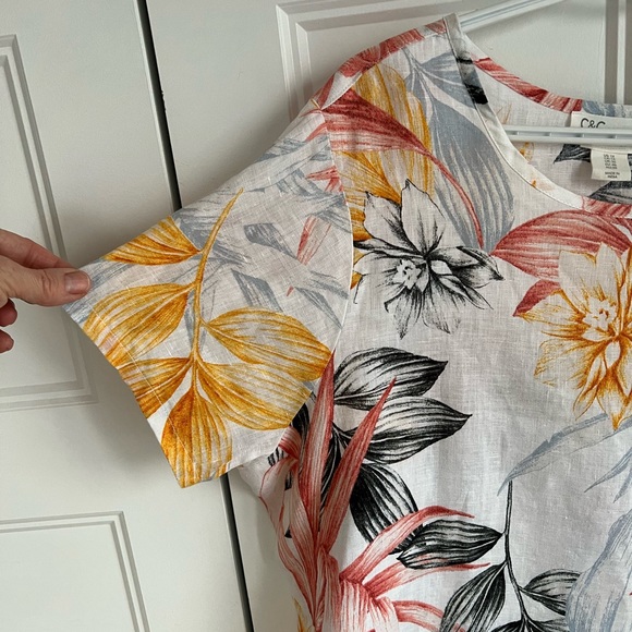 Floral printed linen top - Picture 3 of 7